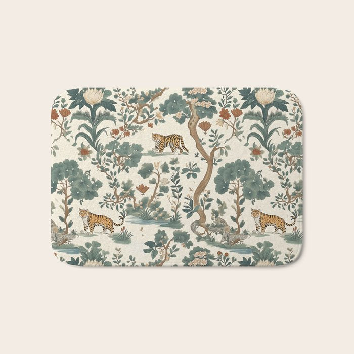 Tigers in Romantic Botanica Bath Mat Gallery Image 1