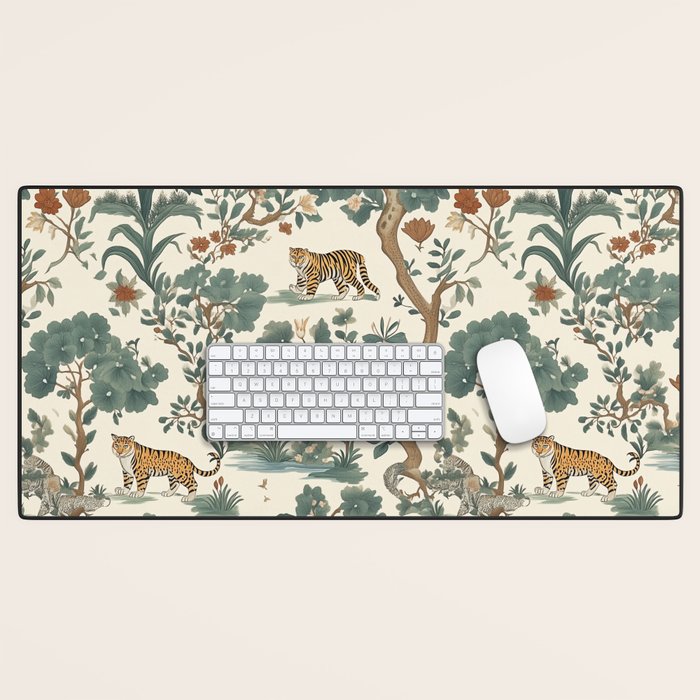 Tigers in Romantic Botanica Desk Mat Gallery Image 1