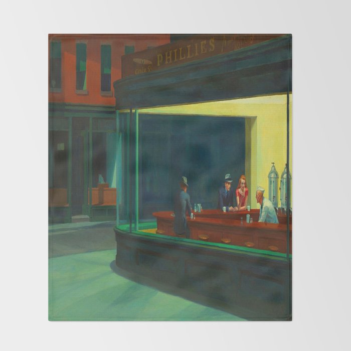  Edward Hopper - Night Hawks Throw Blanket Gallery Image 2