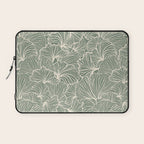 Decorative Nature Pattern, Sage Green and Ivory, Floral Prints Laptop Sleeve Gallery Image 1