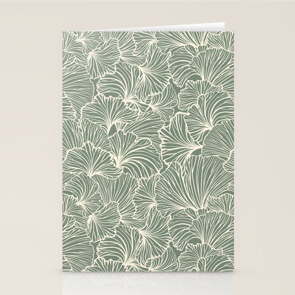 Decorative Nature Pattern, Sage Green and Ivory, Floral Prints Stationery Card Gallery Image 2