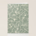 Decorative Nature Pattern, Sage Green and Ivory, Floral Prints Stationery Card Gallery Image 2