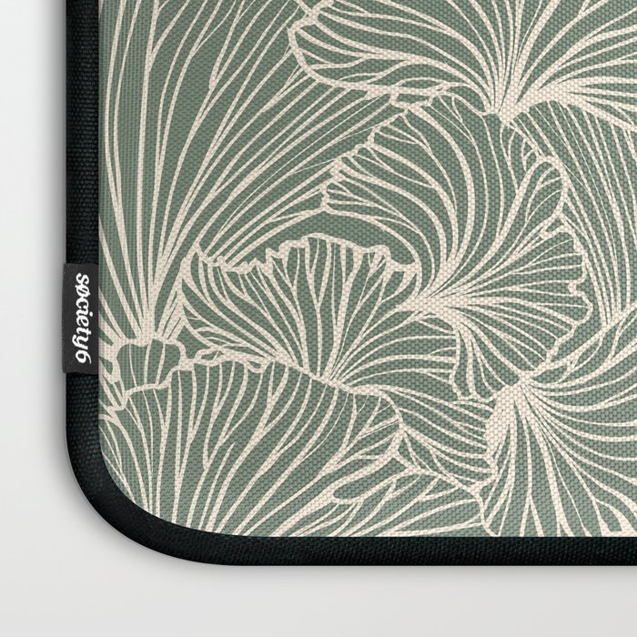 Decorative Nature Pattern, Sage Green and Ivory, Floral Prints Laptop Sleeve Gallery Image 3