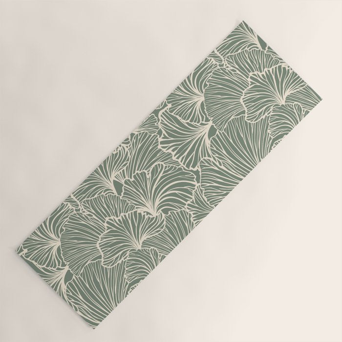 Decorative Nature Pattern, Sage Green and Ivory, Floral Prints Yoga Mat Gallery Image 1