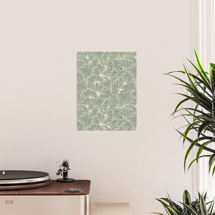 Decorative Nature Pattern, Sage Green and Ivory, Floral Prints Poster Gallery Image 2