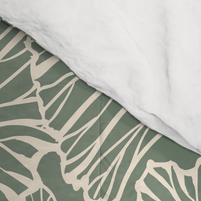 Decorative Nature Pattern, Sage Green and Ivory, Floral Prints Comforter Gallery Image 4