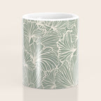 Decorative Nature Pattern, Sage Green and Ivory, Floral Prints Coffee Mug Gallery Image 4