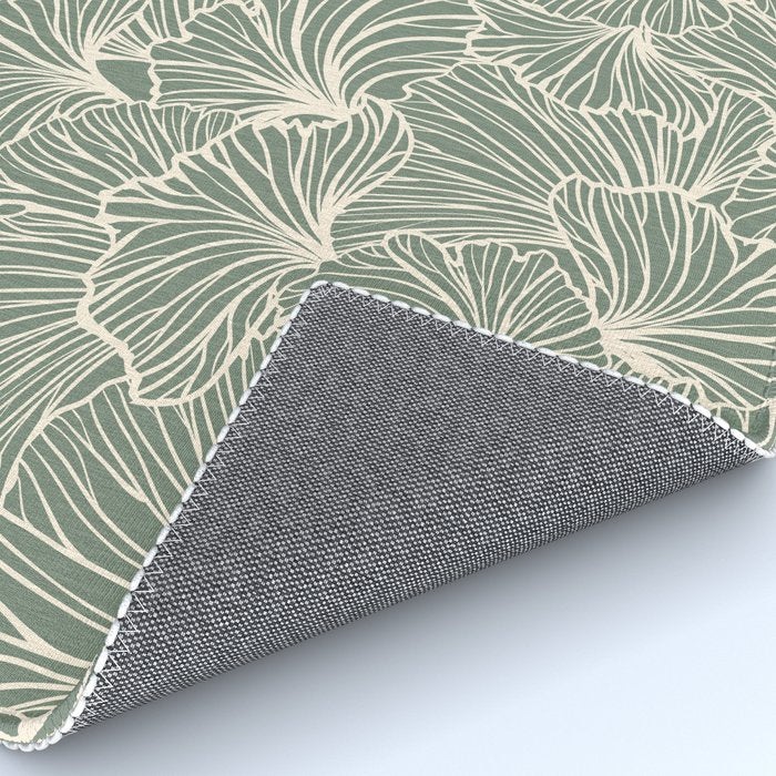 Decorative Nature Pattern, Sage Green and Ivory, Floral Prints Rug Gallery Image 4