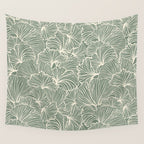 Decorative Nature Pattern, Sage Green and Ivory, Floral Prints Wall Tapestry Gallery Image 4