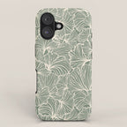 Decorative Nature Pattern, Sage Green and Ivory, Floral Prints iPhone Case Gallery Image 1