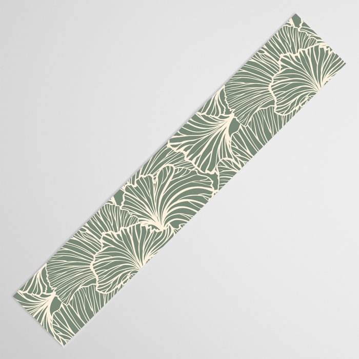 Decorative Nature Pattern, Sage Green and Ivory, Floral Prints Table Runner Gallery Image 3