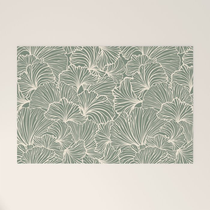 Decorative Nature Pattern, Sage Green and Ivory, Floral Prints Welcome Mat Gallery Image 1