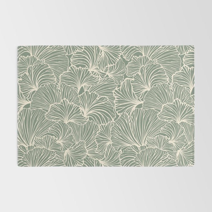 Decorative Nature Pattern, Sage Green and Ivory, Floral Prints Rug Gallery Image 2