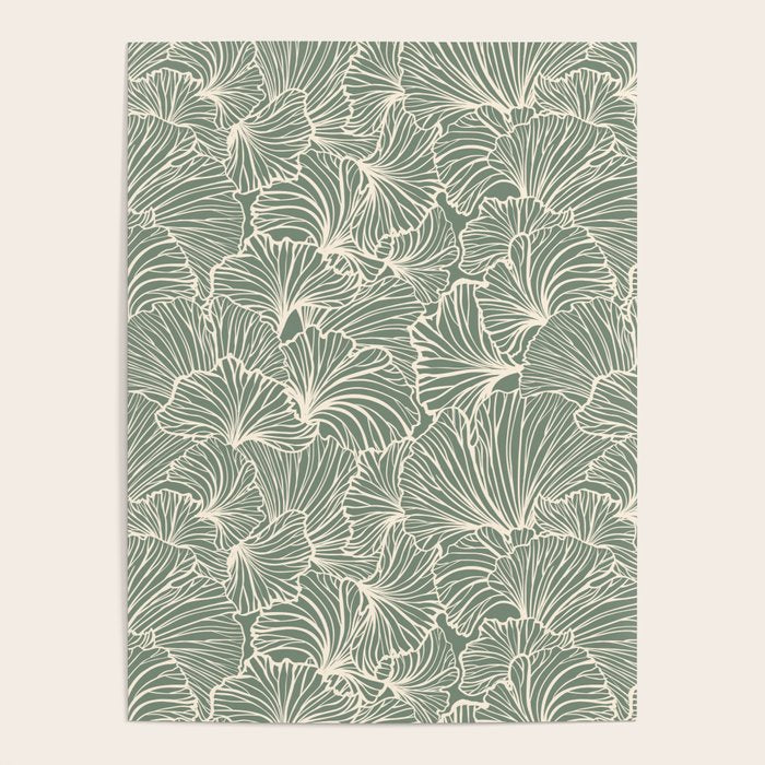 Decorative Nature Pattern, Sage Green and Ivory, Floral Prints Poster Gallery Image 1