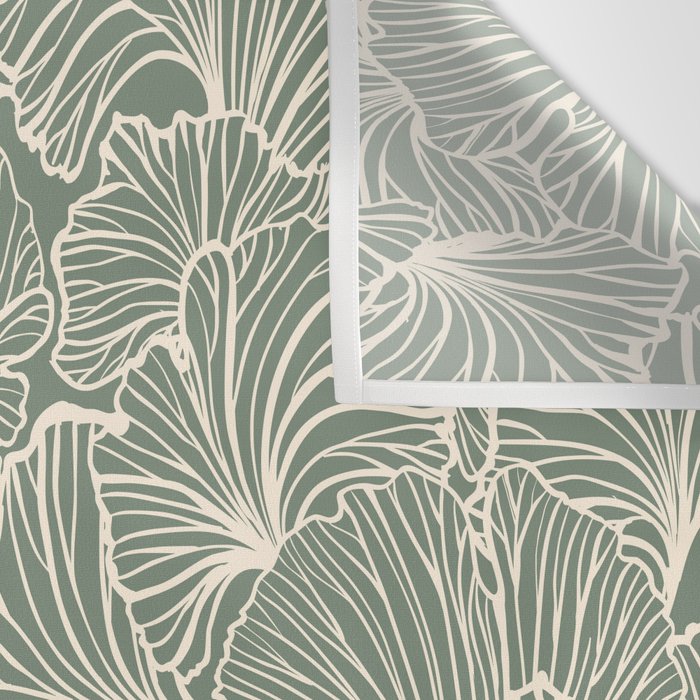 Decorative Nature Pattern, Sage Green and Ivory, Floral Prints Wall Tapestry Gallery Image 3