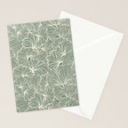 Decorative Nature Pattern, Sage Green and Ivory, Floral Prints Stationery Card Gallery Image 2