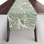 Decorative Nature Pattern, Sage Green and Ivory, Floral Prints Table Runner Gallery Image 1
