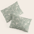 Decorative Nature Pattern, Sage Green and Ivory, Floral Prints Pillow Sham Gallery Image 3