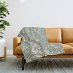 Decorative Nature Pattern, Sage Green and Ivory, Floral Prints Throw Blanket Gallery Image 1