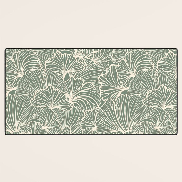 Decorative Nature Pattern, Sage Green and Ivory, Floral Prints Desk Mat Gallery Image 3