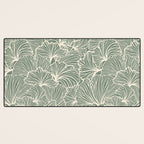 Decorative Nature Pattern, Sage Green and Ivory, Floral Prints Desk Mat Gallery Image 3