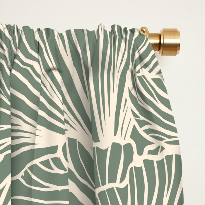Decorative Nature Pattern, Sage Green and Ivory, Floral Prints Window Curtain Gallery Image 2