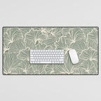 Decorative Nature Pattern, Sage Green and Ivory, Floral Prints Desk Mat Gallery Image 1