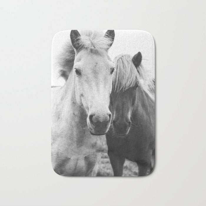 Black and White Horses Bath Mat Gallery Image 1
