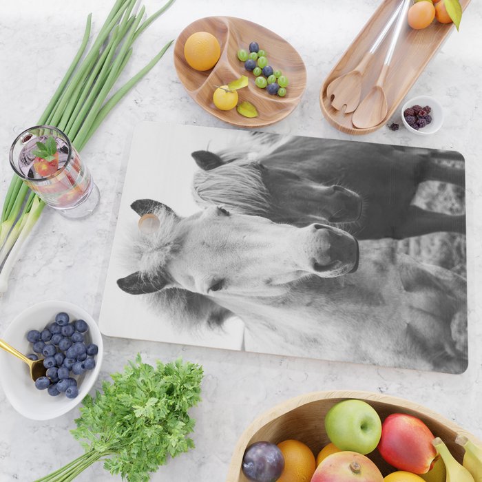 Black and White Horses Cutting Board Gallery Image 2