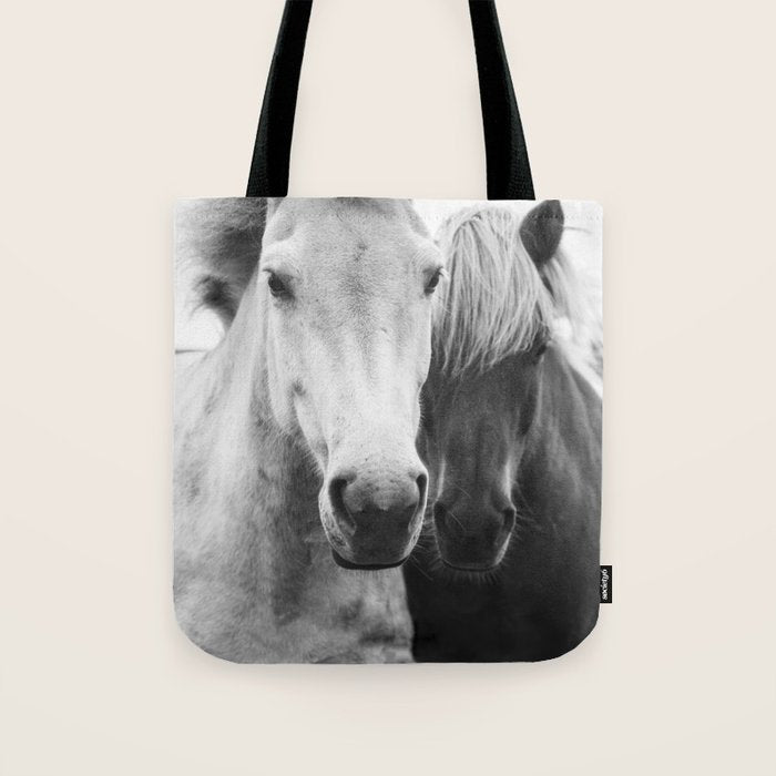 Black and White Horses Tote Bag Gallery Image 1