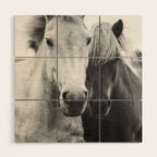 Black and White Horses Wood Wall Art Gallery Image 1