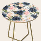 Navy Pink Watercolor Floral Pattern Nursery Flowers Side Table Gallery Image 2