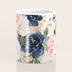 Navy Pink Watercolor Floral Pattern Nursery Flowers Coffee Mug Gallery Image 4