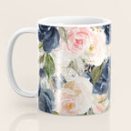 Navy Pink Watercolor Floral Pattern Nursery Flowers Coffee Mug Gallery Image 3