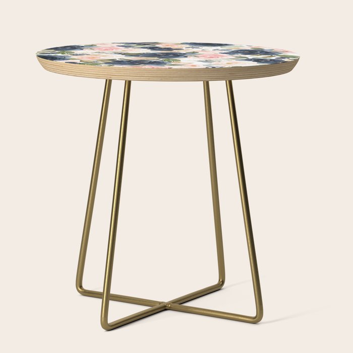 Navy Pink Watercolor Floral Pattern Nursery Flowers Side Table Gallery Image 1