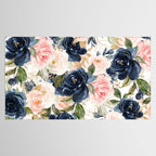 Navy Pink Watercolor Floral Pattern Nursery Flowers Tablecloth Gallery Image 2