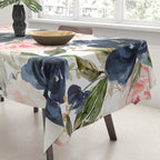 Navy Pink Watercolor Floral Pattern Nursery Flowers Tablecloth Gallery Image 3