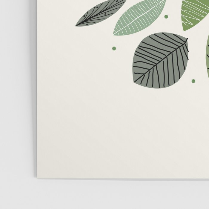 Mid-Century Green Leaves Poster Gallery Image 3