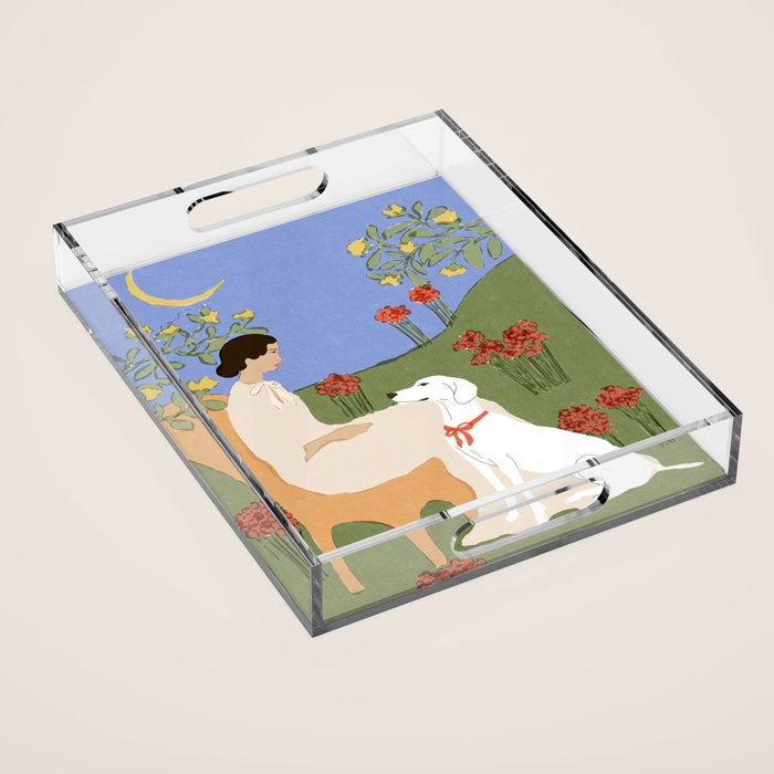 Lady and her dog Acrylic Tray Gallery Image 1