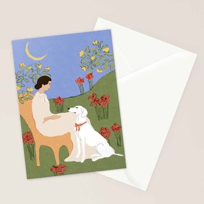 Lady and her dog Stationery Card Gallery Image 2