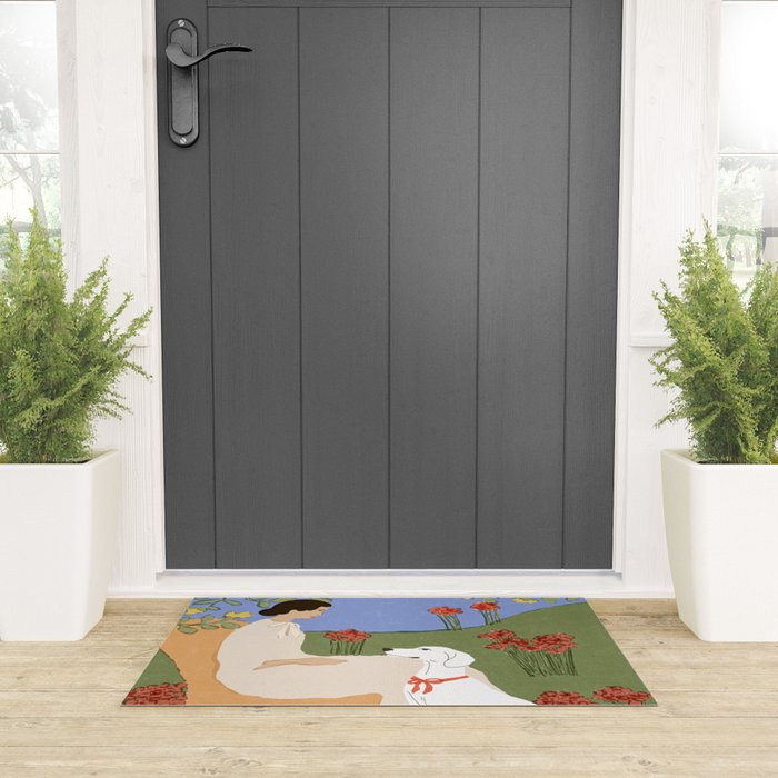 Lady and her dog Welcome Mat Gallery Image 3