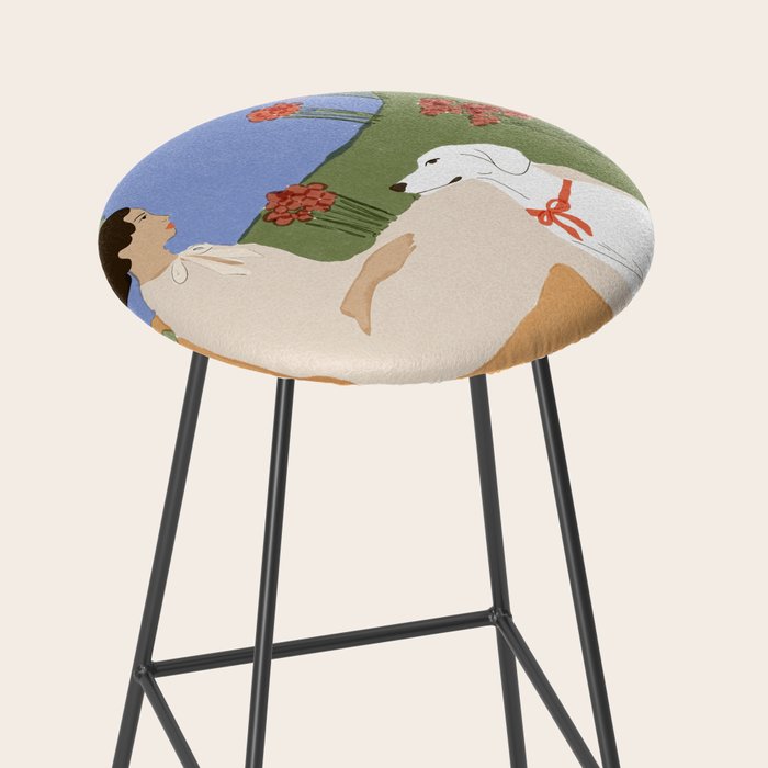 Lady and her dog Stool Gallery Image 2