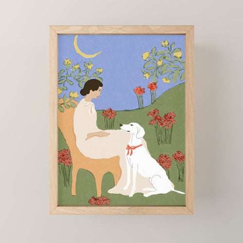 Lady And Her Dog Mini Art Print Gallery Image 1