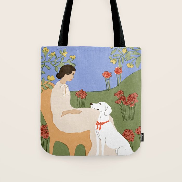 Lady and her dog Tote Bag Gallery Image 1
