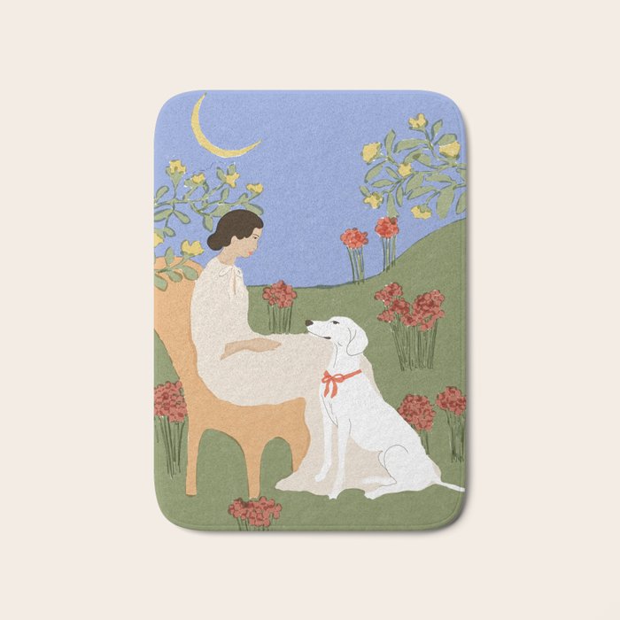 Lady and her dog Bath Mat Gallery Image 1
