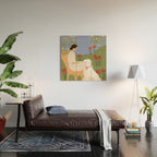 Lady and her dog Wood Wall Art Gallery Image 2
