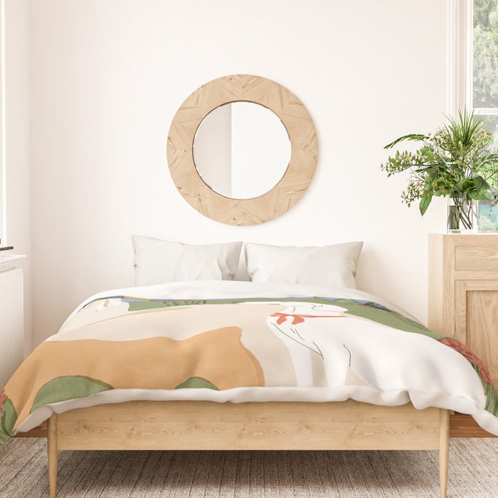 Lady and her dog Duvet Cover Gallery Image 3