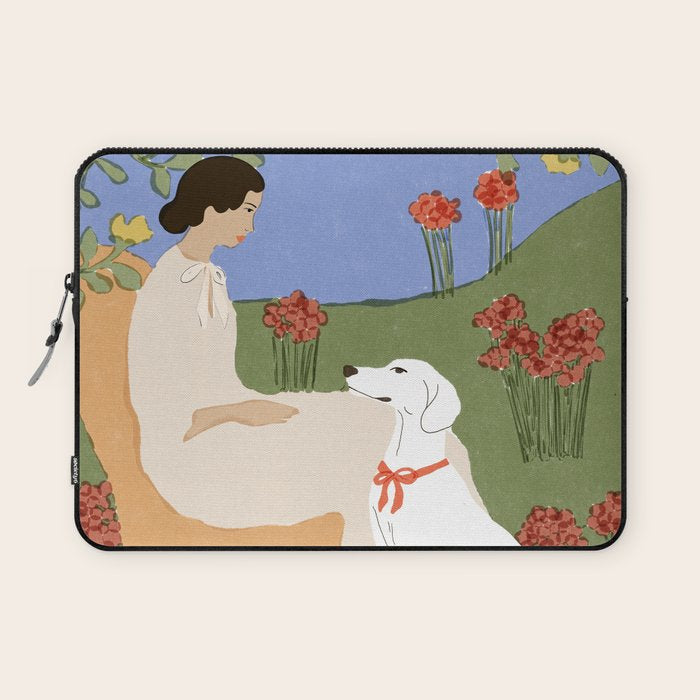 Lady and her dog Laptop Sleeve Gallery Image 1