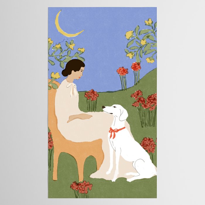 Lady and her dog Tablecloth Gallery Image 2