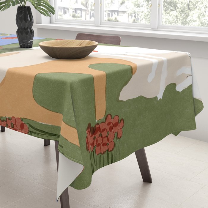Lady and her dog Tablecloth Gallery Image 3